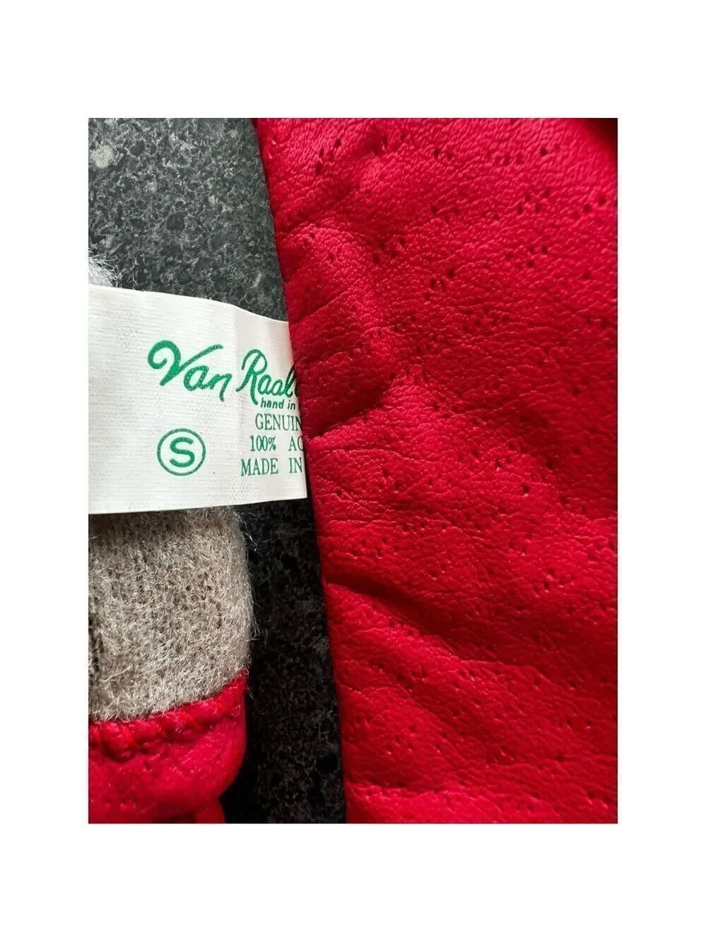 Van Real red leather gloves size S